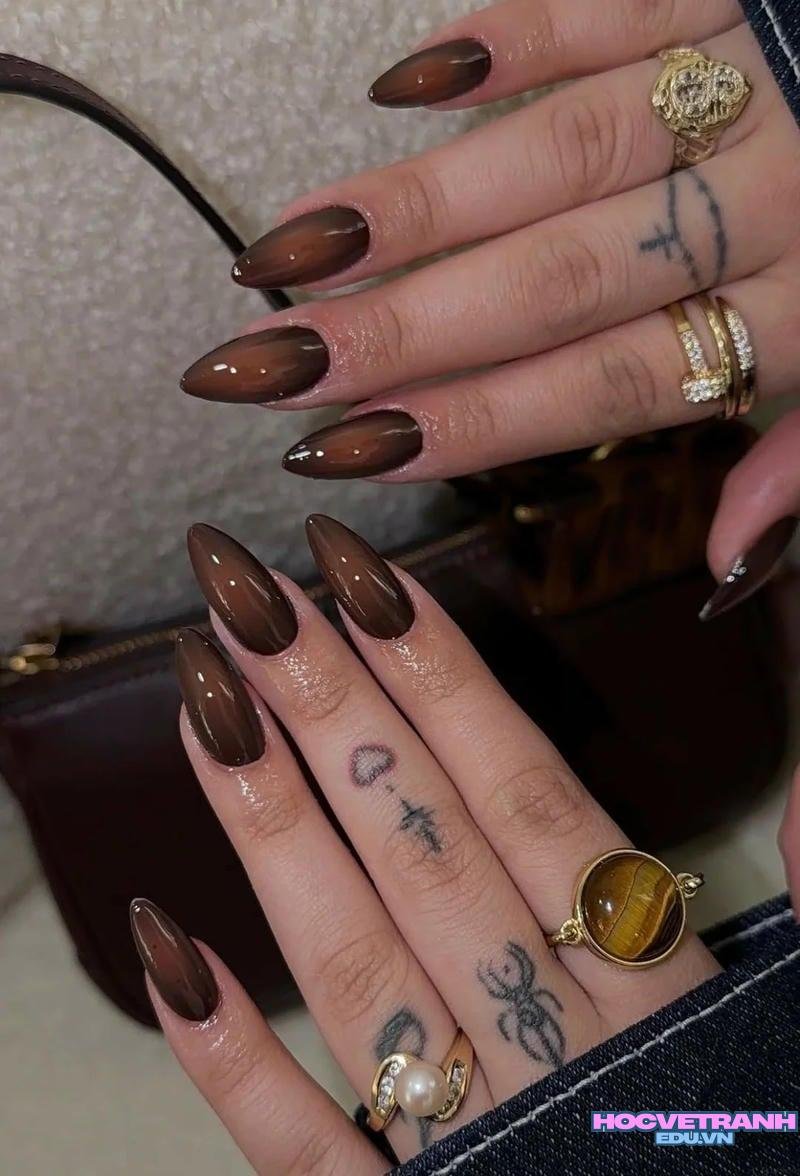 Tổng hợp ảnh nail màu nâu hot