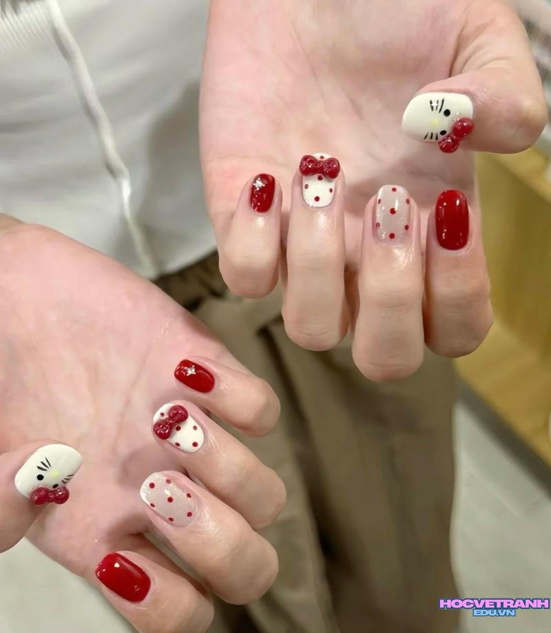 Tuyển tập bộ ảnh nail hello kitty miễn phí