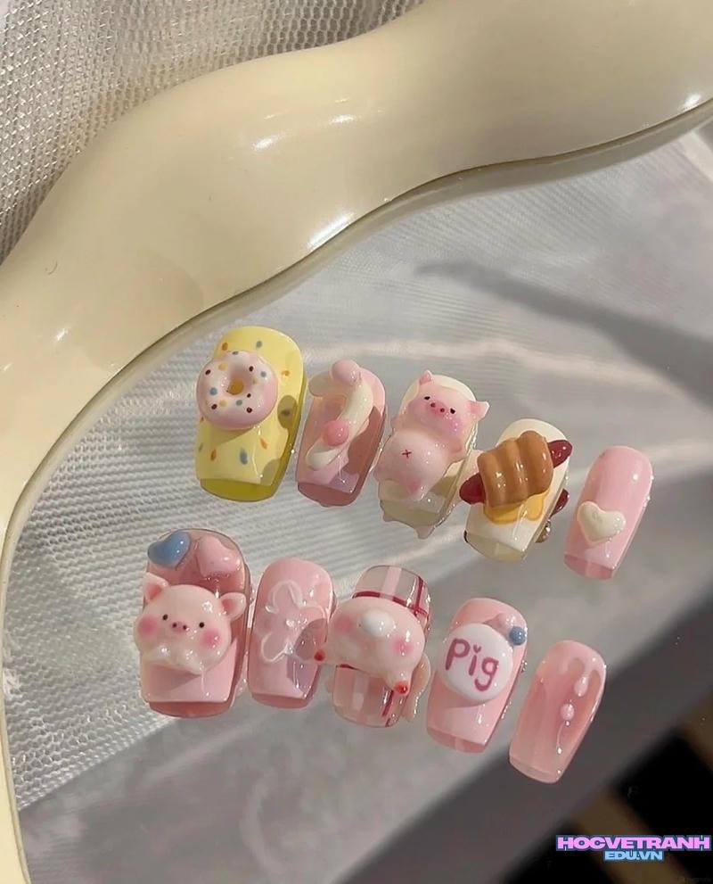 Tuyển tập bộ ảnh nail hình con heo miễn phí