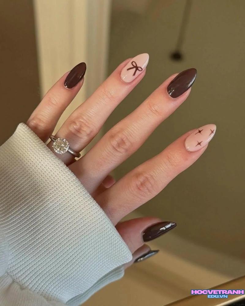Tuyển tập bộ ảnh nail màu nâu miễn phí