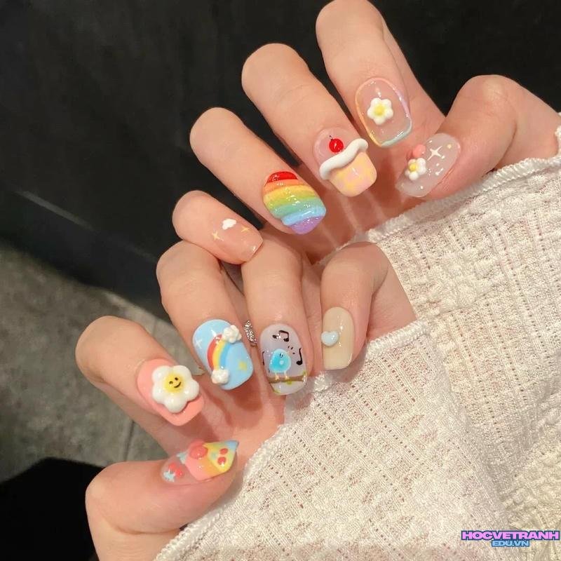 Xem ảnh nail cầu vồng đẹp