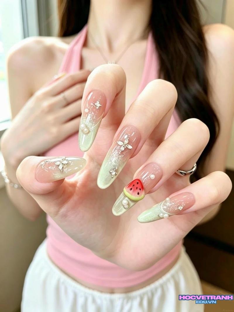 Xem ảnh nail dưa hấu mới nhất