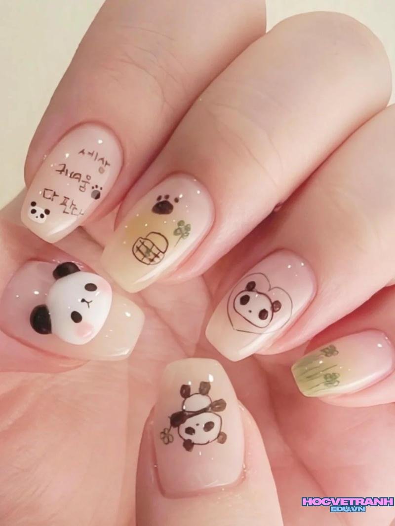 Xem ảnh nail gấu trúc đẹp