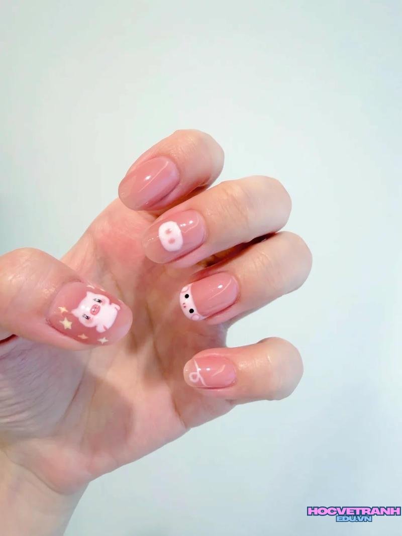 Xem ảnh nail hình con heo đẹp