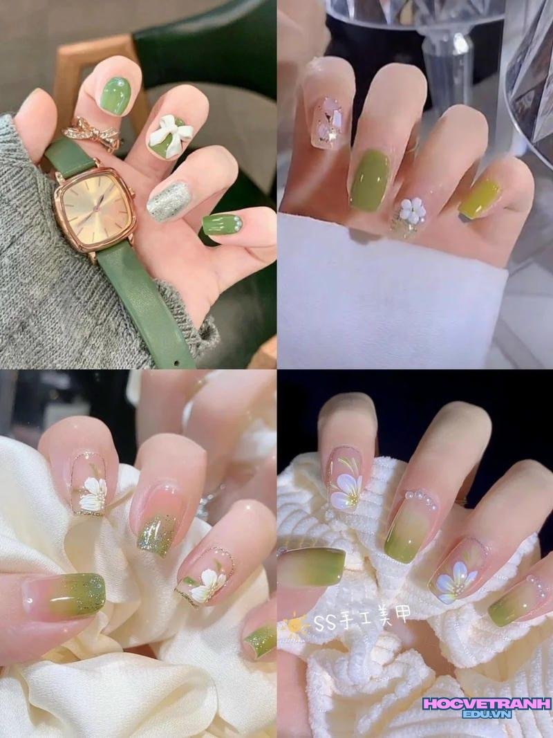 Xem ảnh nail màu xanh bơ mới nhất