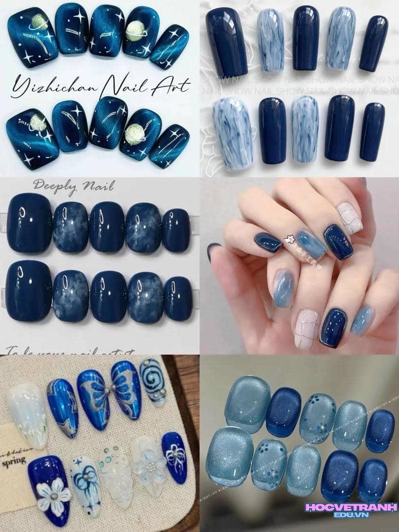 Xem ảnh nail màu xanh coban đẹp nhất