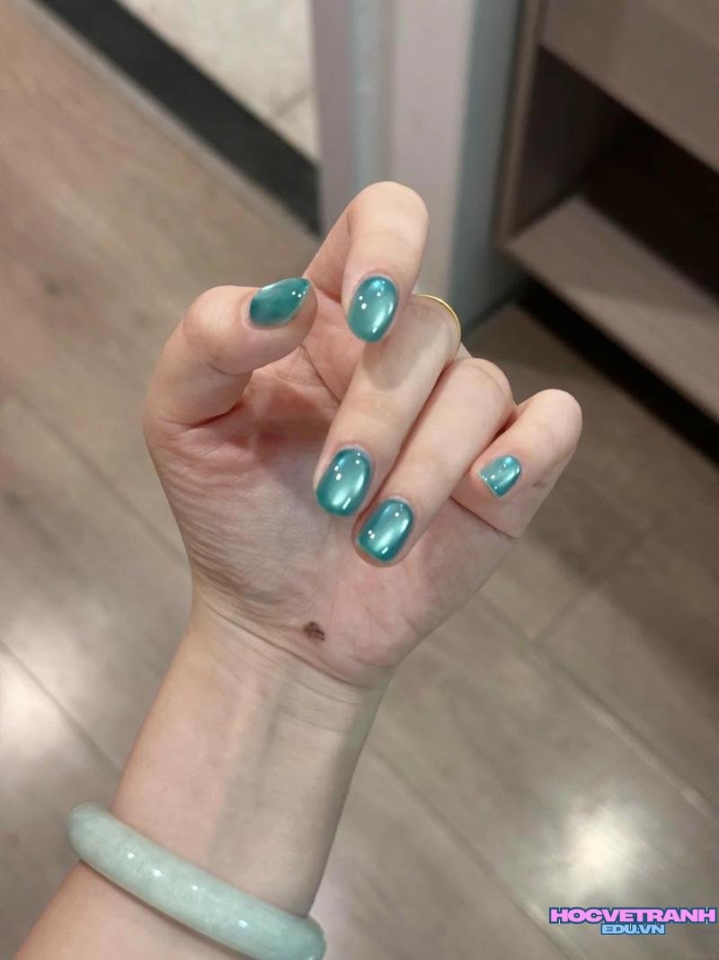 Xem ảnh nail màu xanh ngọc mới nhất