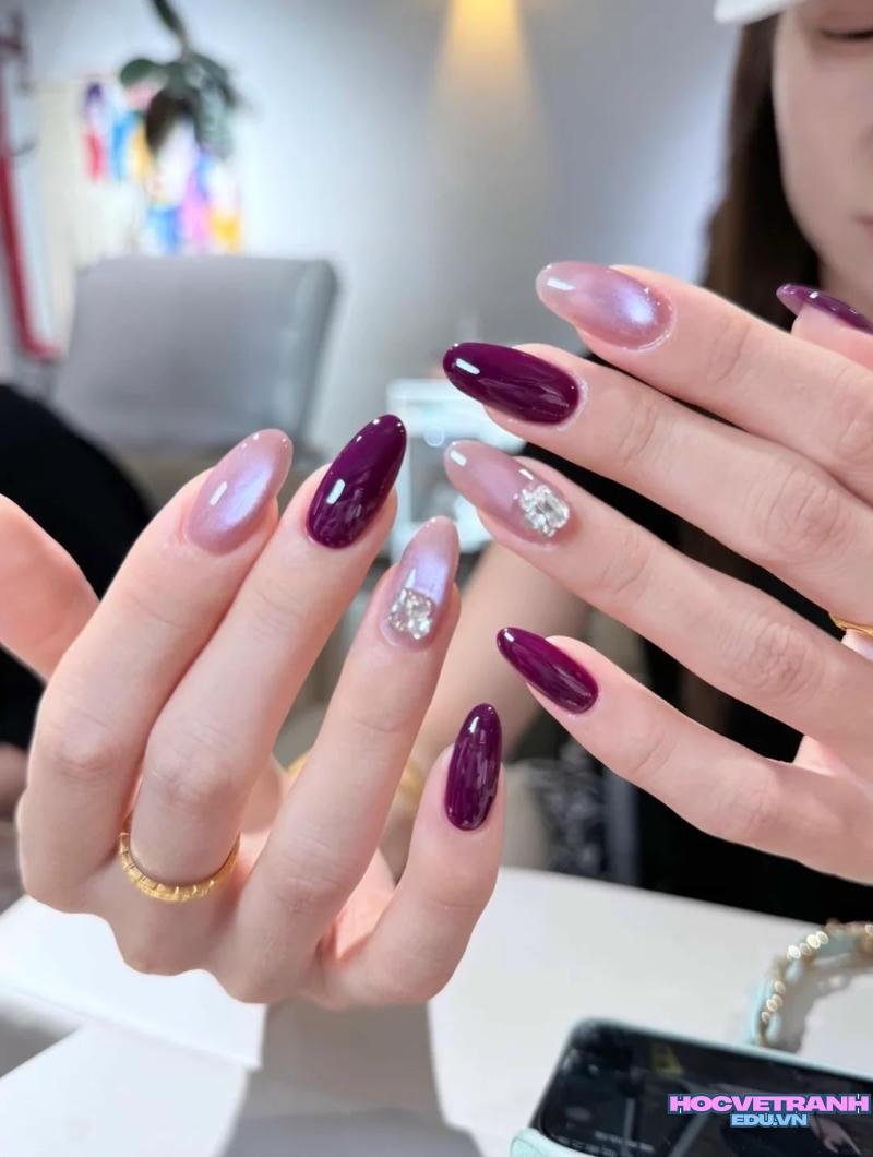 Album ảnh nail màu tím mới nhất