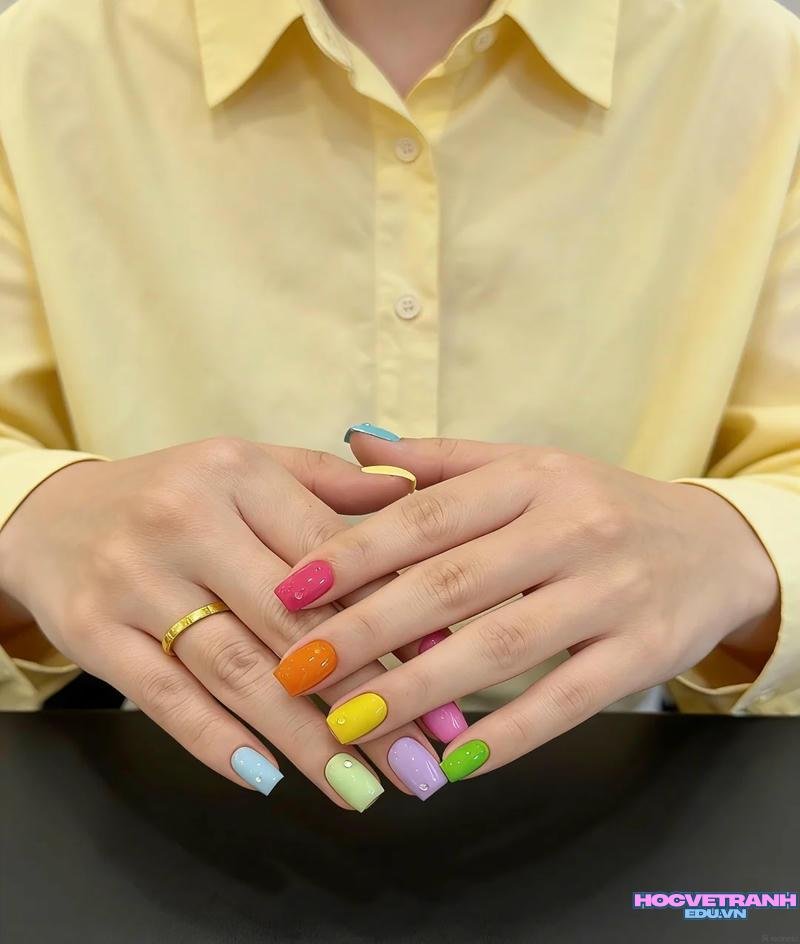 Ảnh ảnh nail nhiều màu cuốn hút