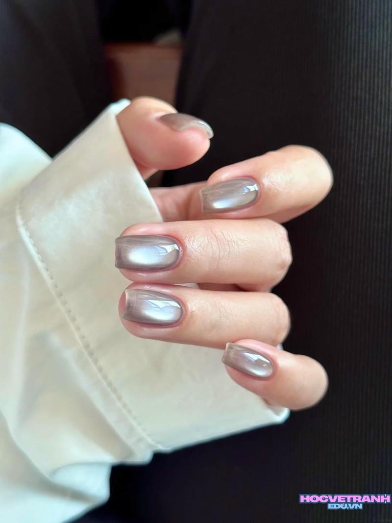Bộ ảnh nail màu xám độc đáo