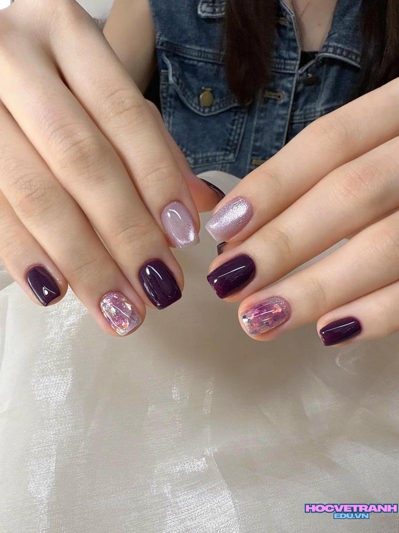 Khám phá ảnh nail màu tím cuốn hút