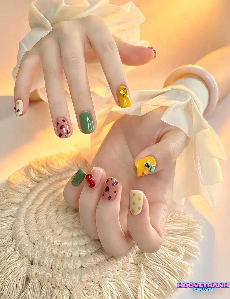 Khám phá ảnh nail nhiều màu cuốn hút
