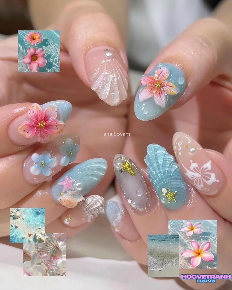 Khám phá ảnh nail vỏ sò độc đáo