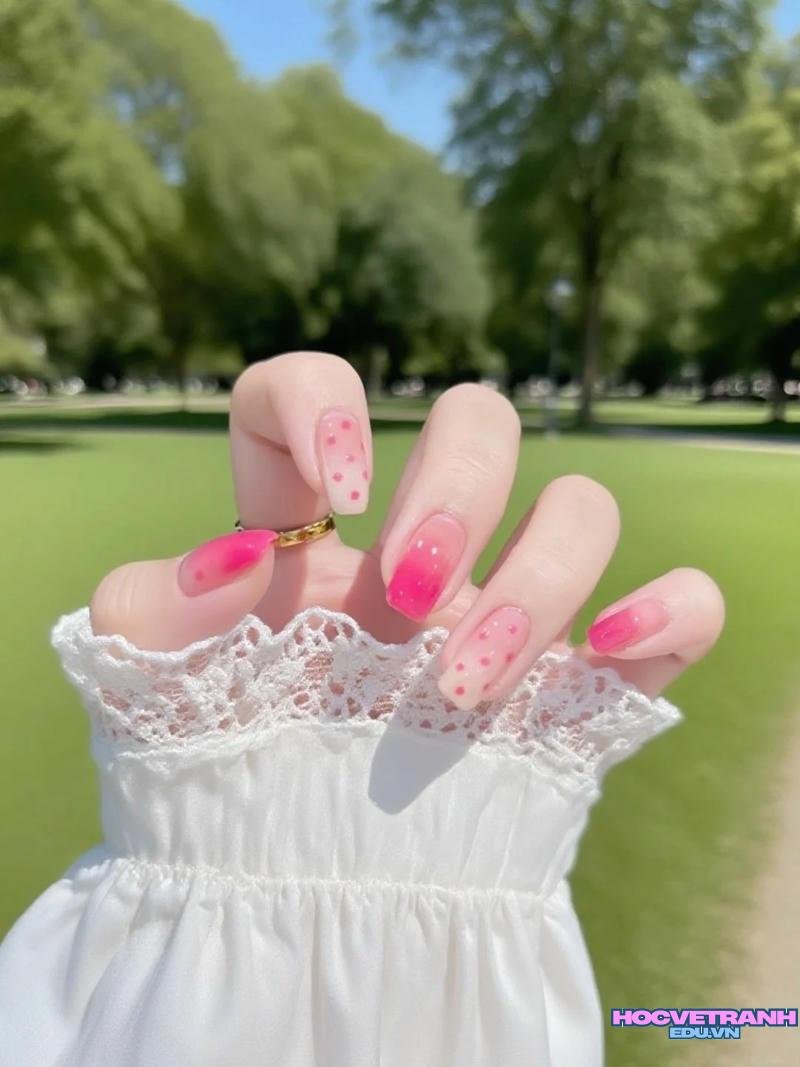 Ngắm ảnh nail màu hồng mới