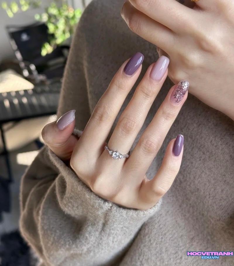 Tuyển tập bộ ảnh nail màu tím miễn phí