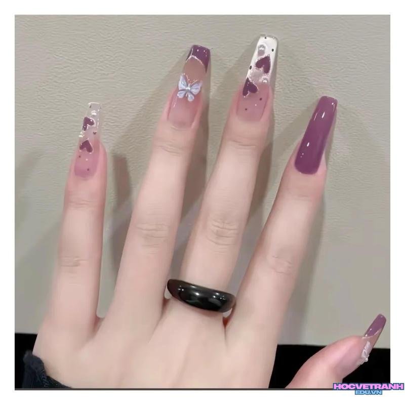 Tuyển tập bộ ảnh nail màu tím trend nhất