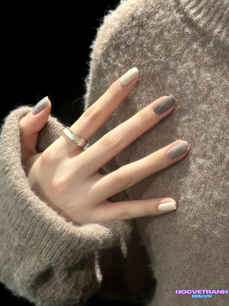 Xem ảnh nail màu xám đẹp