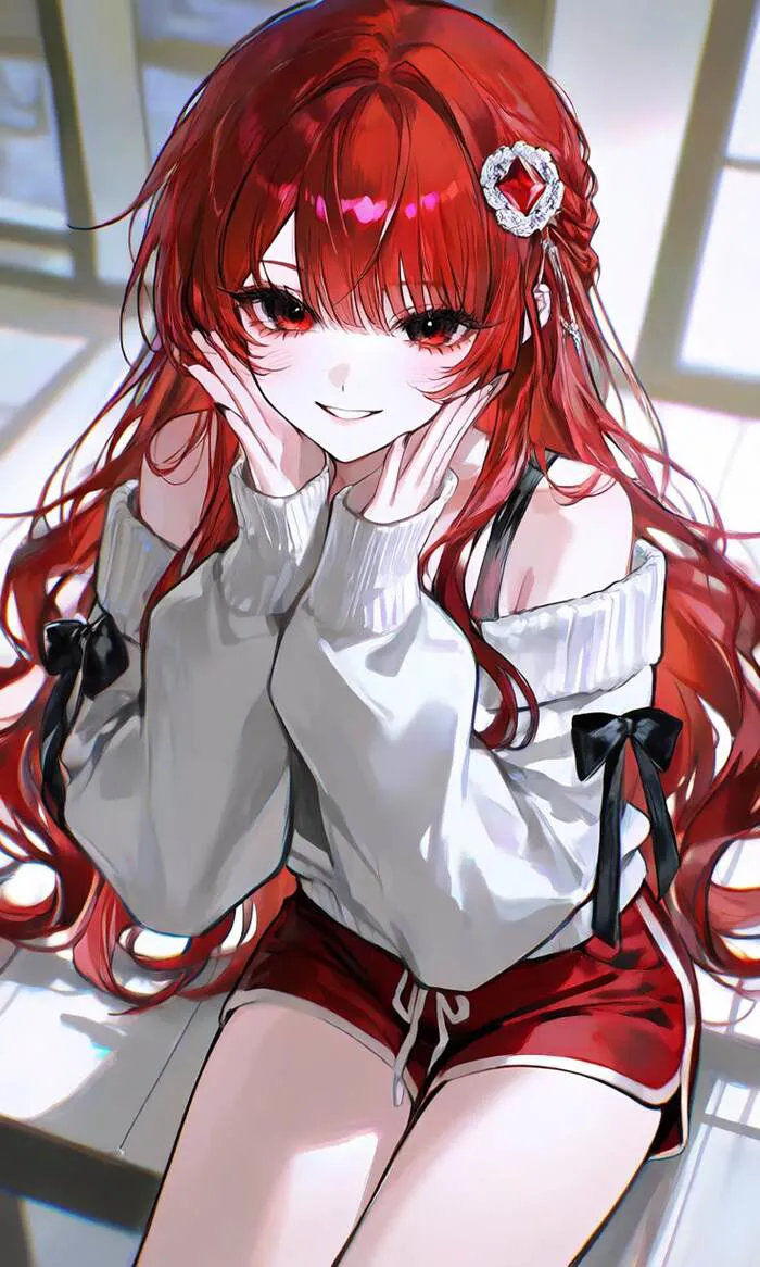 ảnh cute anime tóc đỏ