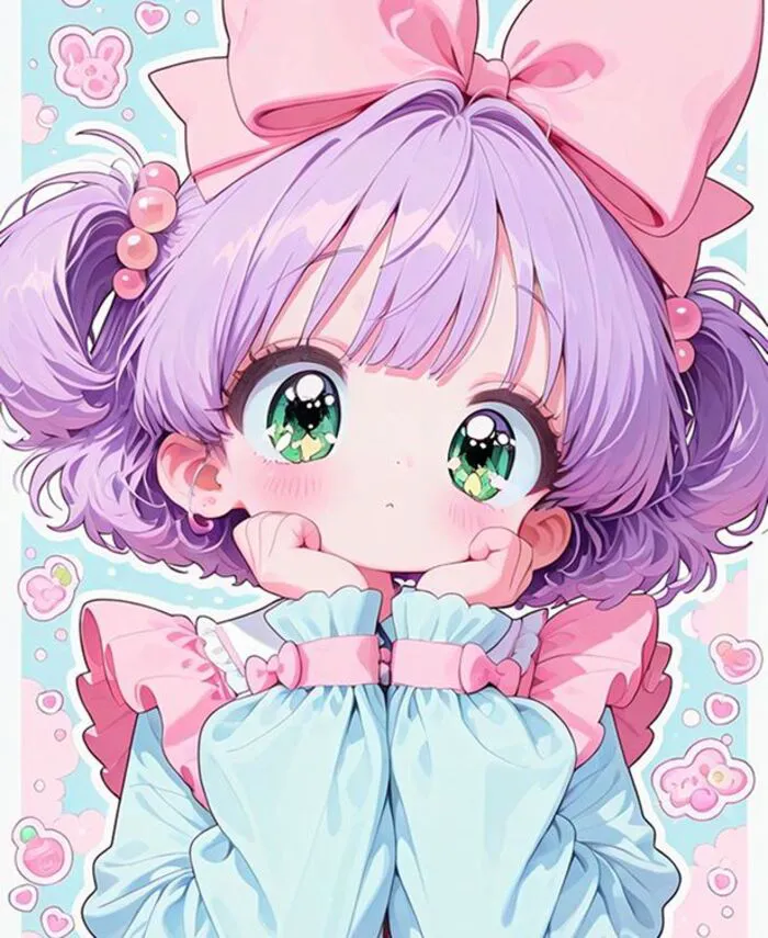 ảnh cute anime tóc tím