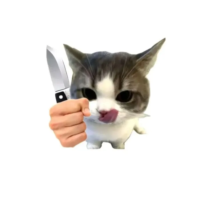 ảnh meme cầm dao cute mèo xinh