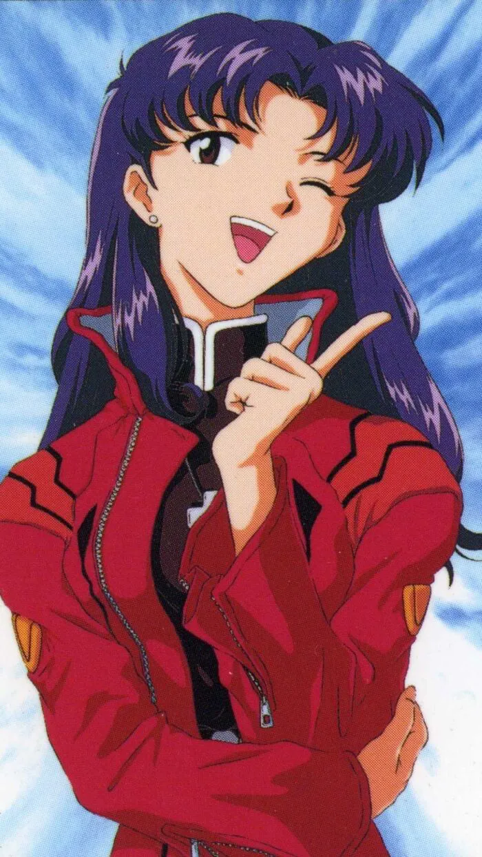 ảnh Misato Katsuragi tóc tím cười