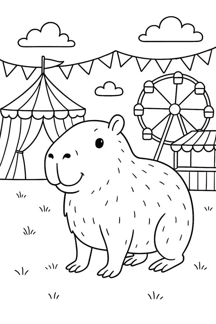 capybara hoạt hình tô màu capybara hoạt hình tô màu