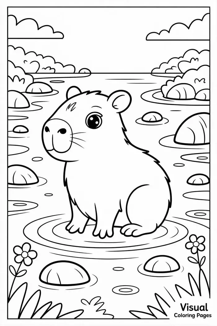 hình capybara tô màu dễ in hình capybara tô màu dễ in