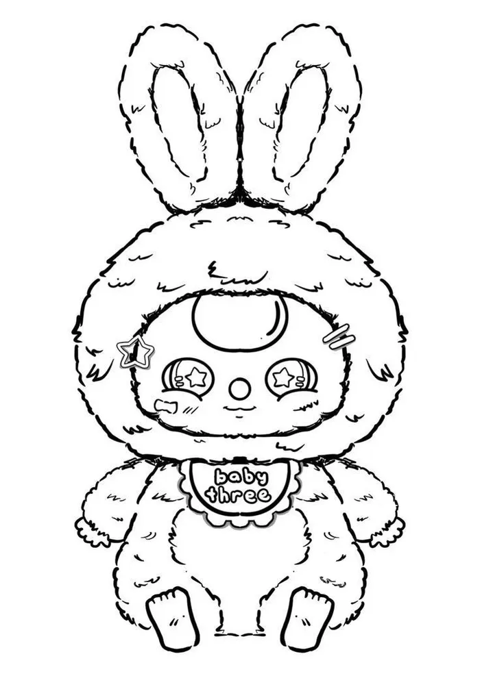 hình tô màu baby three cute