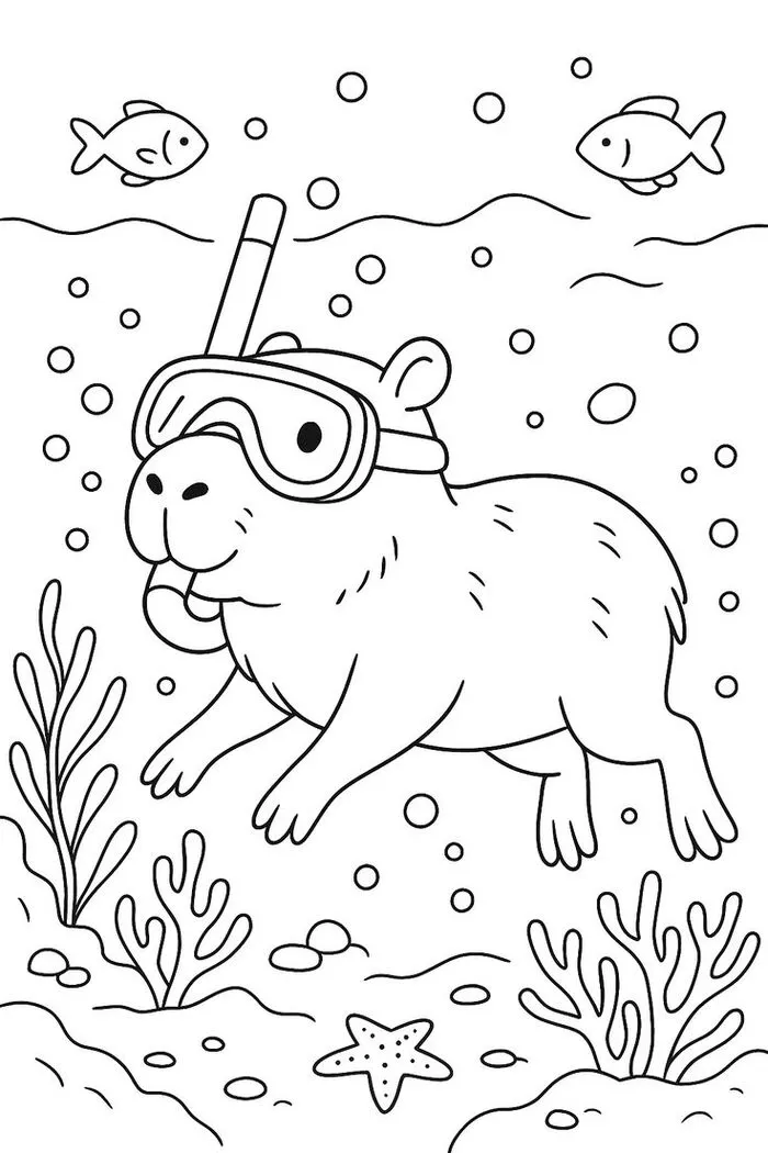 hình tô màu capybara cute hình tô màu capybara cute
