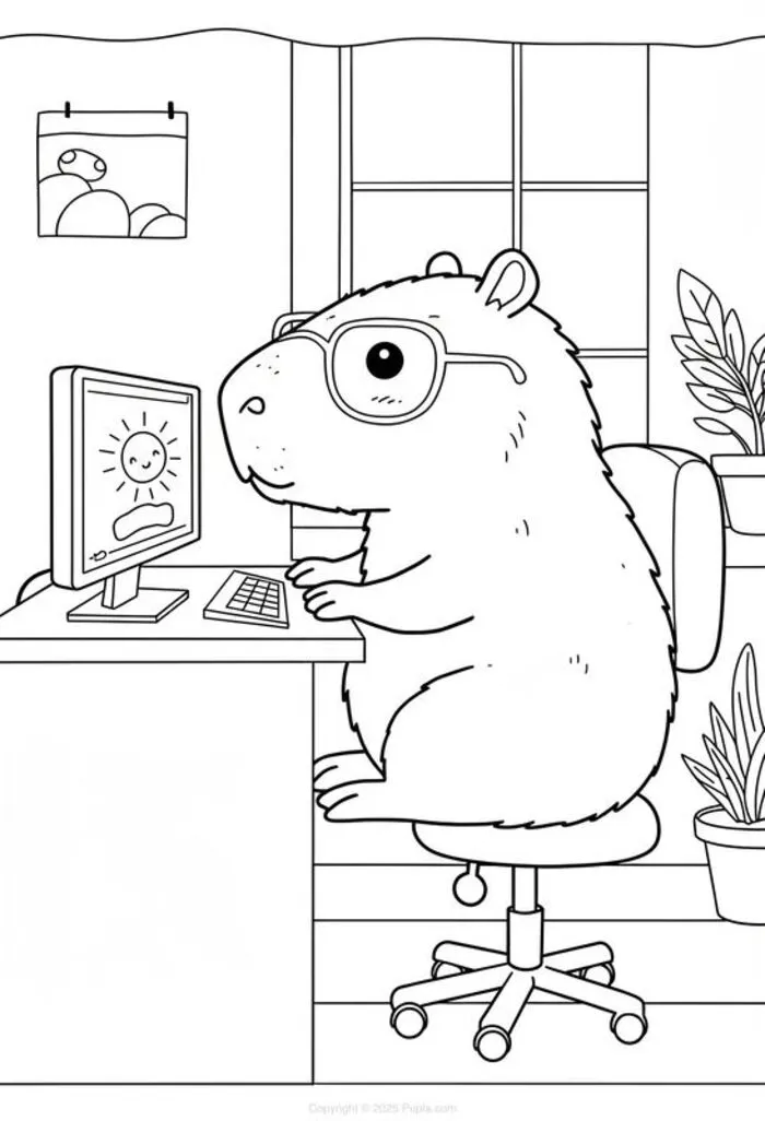 hình tô màu capybara dễ thương hình tô màu capybara dễ thương
