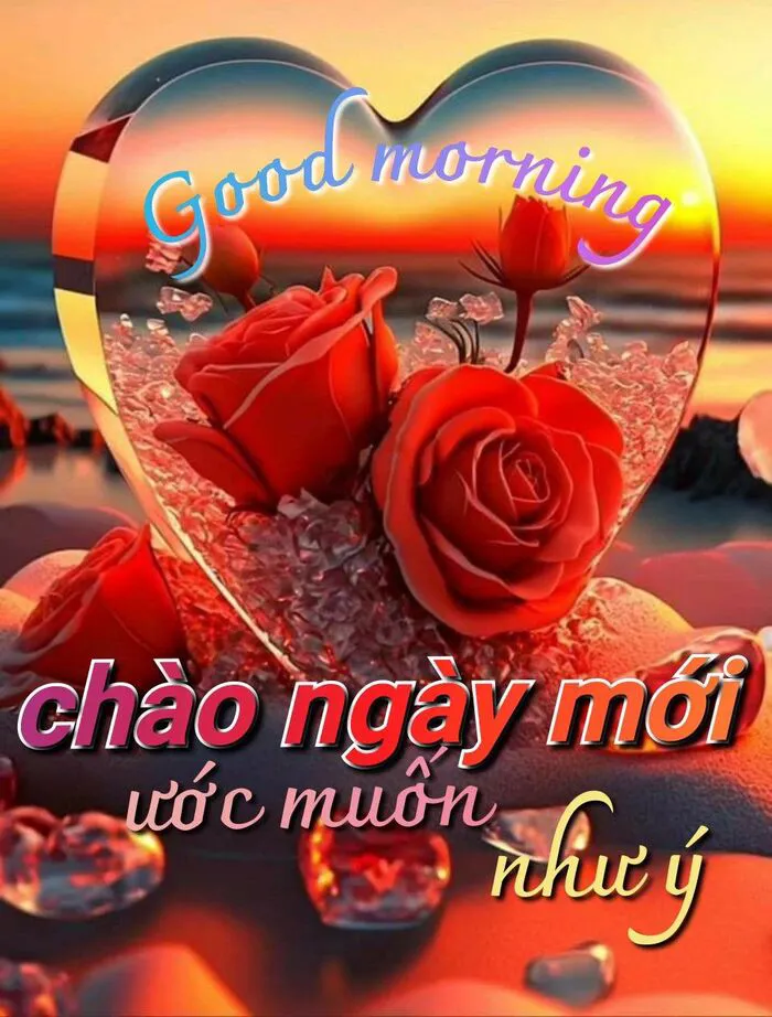 meme chào buổi sáng hoa hồng