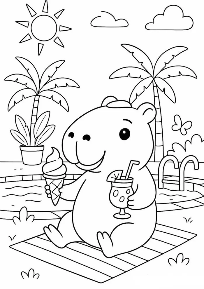 tô màu capybara dễ thương tô màu capybara dễ thương