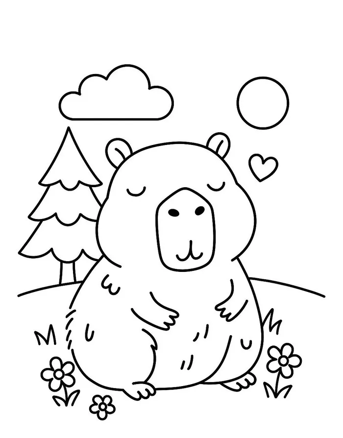 tô màu capybara dễ tô tô màu capybara dễ tô