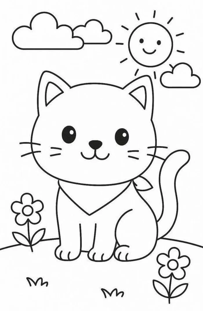 trang tô màu mèo cute