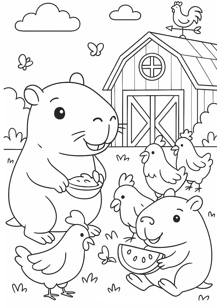 tranh capybara tô màu tranh capybara tô màu