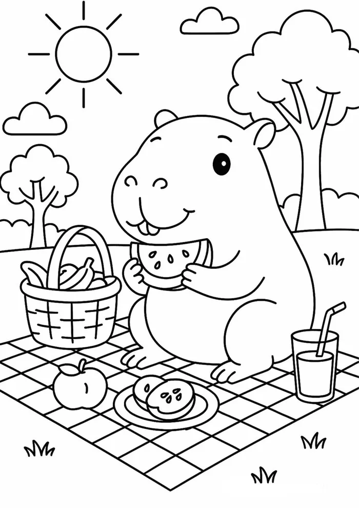 tranh tô màu capybara đơn giản tranh tô màu capybara đơn giản