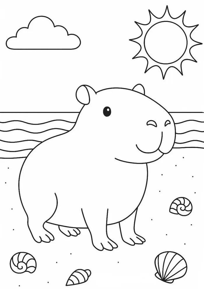 tranh tô màu capybara xinh xắn tranh tô màu capybara xinh xắn
